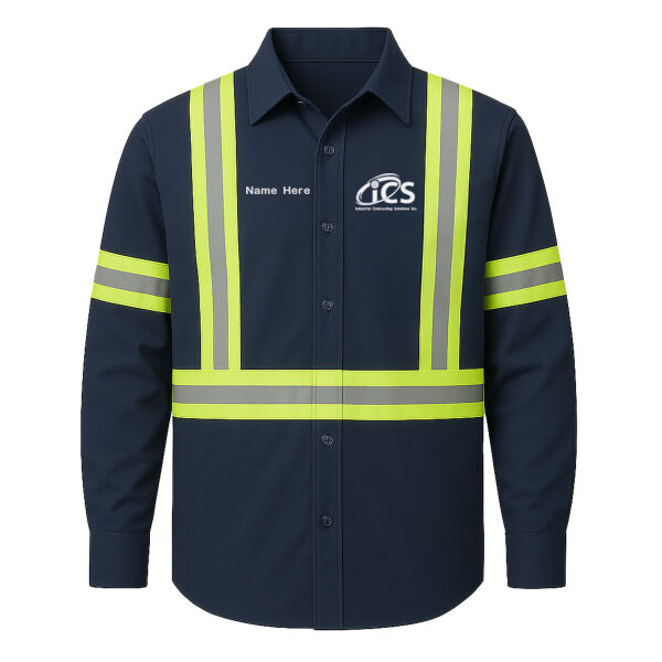 Embroidered High-Vis Long Sleeve Button-up Shirts (100% cotton) (Not Food Grade) Thumbnail