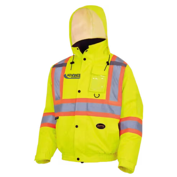Embroidered Hi-Vis Winter Safety Bomber - 100% Waterproof - Detachable Hood Thumbnail