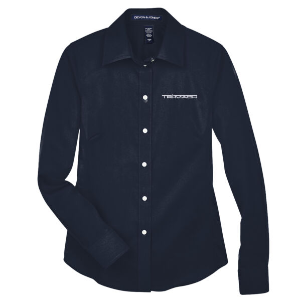 Women's Solid Stretch Twill Woven Dress Shirt (Relaxed Fit)  Thumbnail