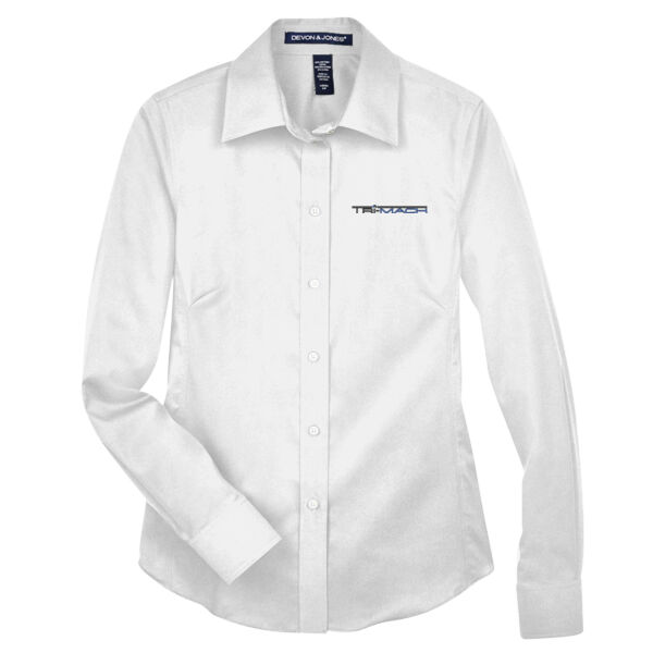 Women's Solid Stretch Twill Woven Dress Shirt (Relaxed Fit) Thumbnail