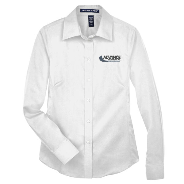 Women's Solid Stretch Twill Woven Dress Shirt (Relaxed Fit) Thumbnail