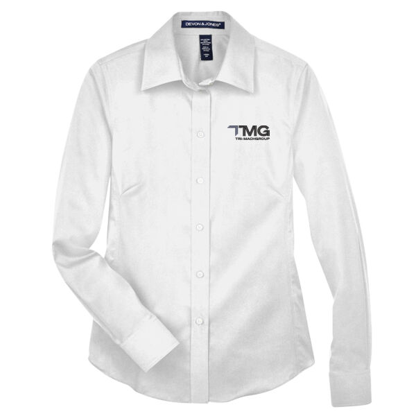 Women's Solid Stretch Twill Woven Dress Shirt (Relaxed Fit) Thumbnail