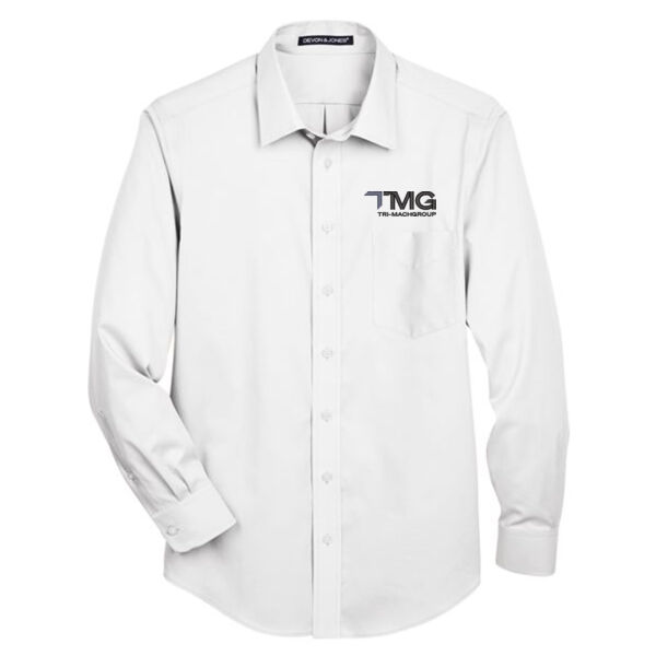 Embroidered Men's Crown Collection Solid Stretch Twill Woven Dress Shirt Thumbnail